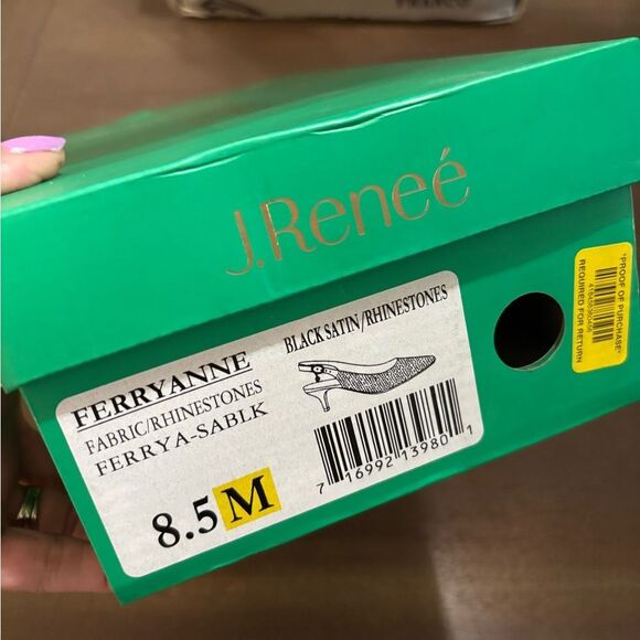 J.Renee Black Ferryanne Slingback Heels / Rhinestones Sz 8.5 New - Picture 9 of 10